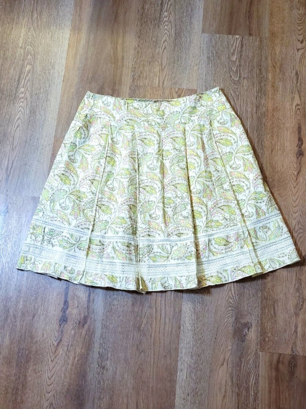 Vintage Oscar De La Renta Paisley Skirt Womens Size 14 Box Pleated A Line Boho